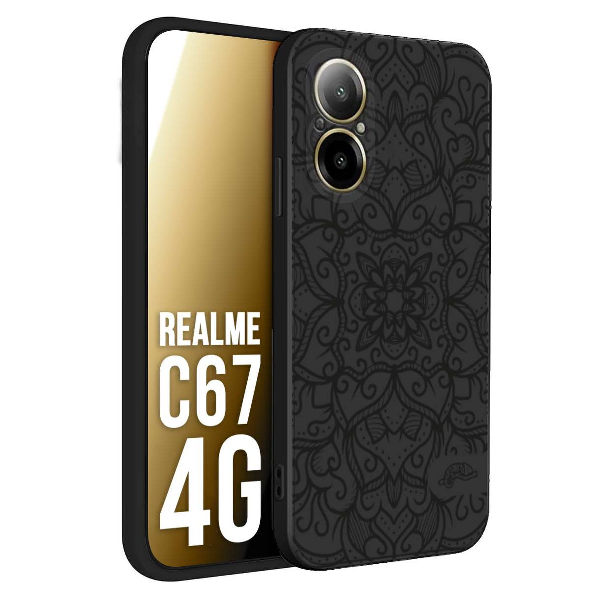 CUSTOMIZZA - Custodia cover nera morbida in tpu compatibile per Realme C67 4G mandala nero fiore vedo non vedo donna