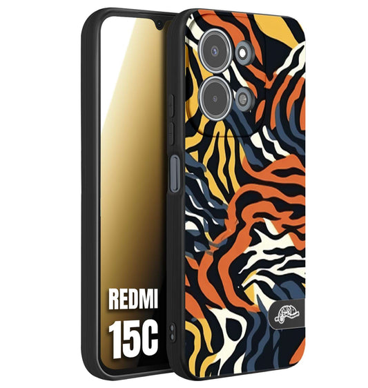 CUSTOMIZZA - Custodia cover nera morbida in tpu compatibile per Xiaomi Redmi 15C leopardato maculato tigrato tiger colorata gialla blu arancio