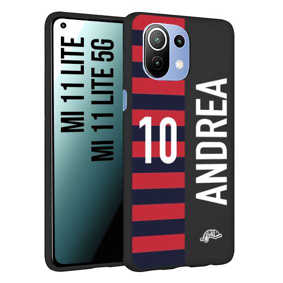 CUSTOMIZZA - Custodia cover nera morbida in tpu compatibile per Xiaomi Mi 11 Lite / Mi 11 Lite 5G personalizzata calcio football nome e numero calciatori rossoblu