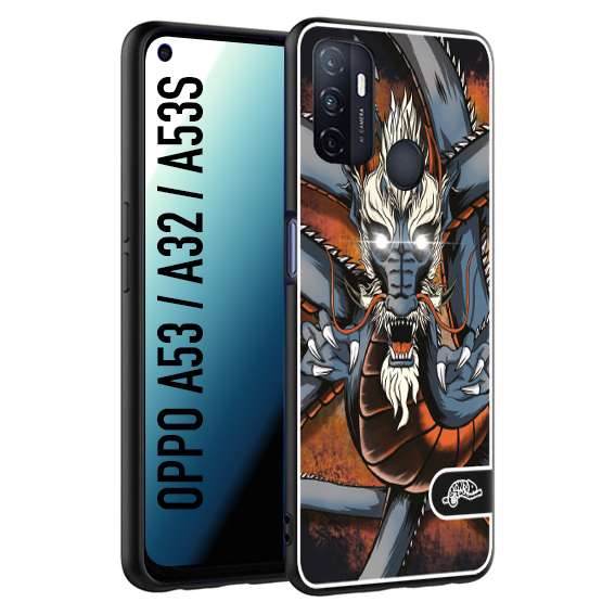 CUSTOMIZZA - Custodia cover nera morbida in tpu compatibile per Oppo A53 - A32 - A53S drago giapponese tattoo japan dragon