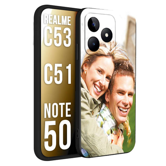 CUSTOMIZZA - Custodia cover nera morbida in tpu compatibile per Oppo Realme C53 - C51 - NOTE 50 personalizzata con foto immagine scritta a piacere