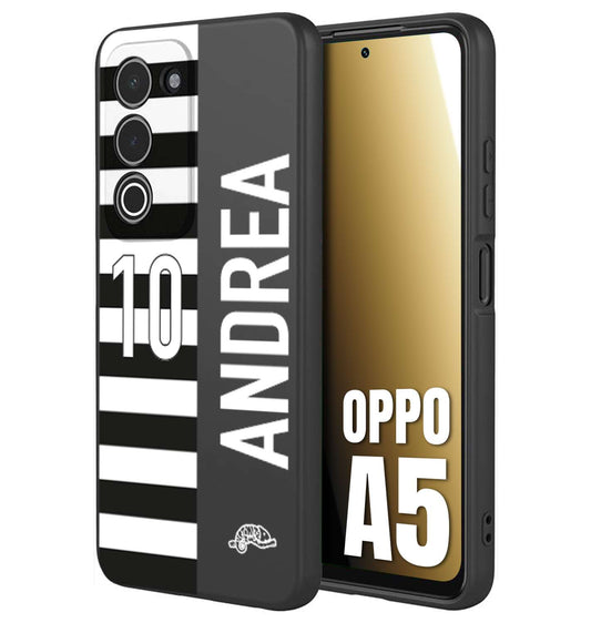 CUSTOMIZZA - Custodia cover nera morbida in tpu compatibile per Oppo A5 personalizzata calcio football nome e numero calciatori bianconera