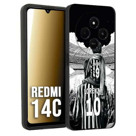 CUSTOMIZZA - Custodia cover nera morbida in tpu compatibile per Xiaomi Redmi 14C personalizzata calcio football nome e numero calciatori bianconeri bianca e nera