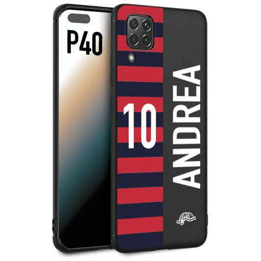 CUSTOMIZZA - Custodia cover nera morbida in tpu compatibile per Huawei P40 personalizzata calcio football nome e numero calciatori rossoblu