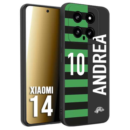 CUSTOMIZZA - Custodia cover nera morbida in tpu compatibile per Xiaomi 14 personalizzata calcio football nome e numero calciatori neroverde