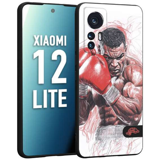 CUSTOMIZZA - Custodia cover nera morbida in tpu compatibile per Xiaomi 12 LITE pugilato pugili disegno tattoo guantoni boxer pesi massimi iron mike