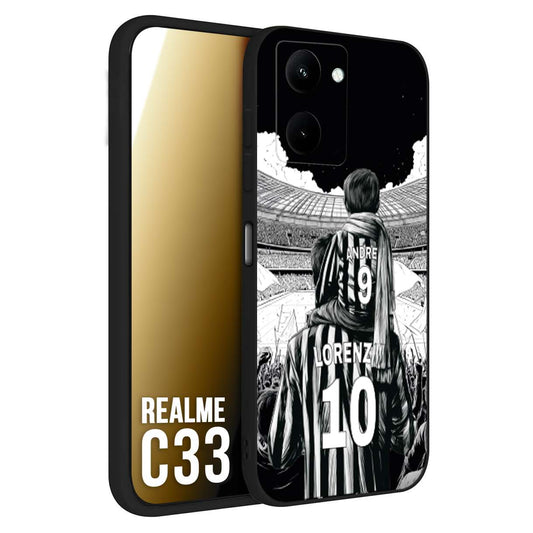 CUSTOMIZZA - Custodia cover nera morbida in tpu compatibile per Realme C33 personalizzata calcio football nome e numero calciatori bianconeri bianca e nera