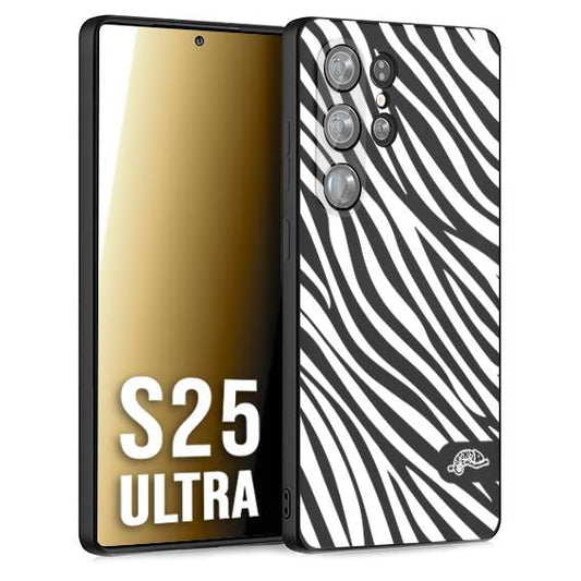 CUSTOMIZZA - Custodia cover nera morbida in tpu compatibile per Samsung S25 ULTRA zebrata maculata a rilievo soft touch donna bianca