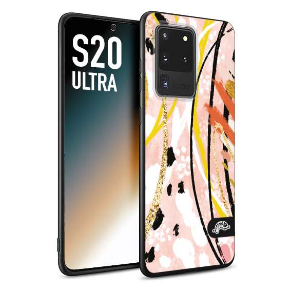 CUSTOMIZZA - Custodia cover nera morbida in tpu compatibile per Samsung S20 ULTRA fiori astratti donna zebrato leopardato fantasia dorata gialla rosa colorata