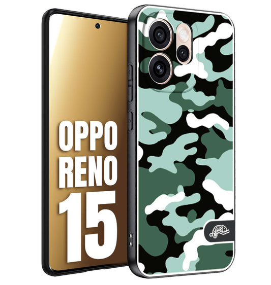 CUSTOMIZZA - Custodia cover nera morbida in tpu compatibile per Oppo Reno 15 camouflage mimetico militare verde green