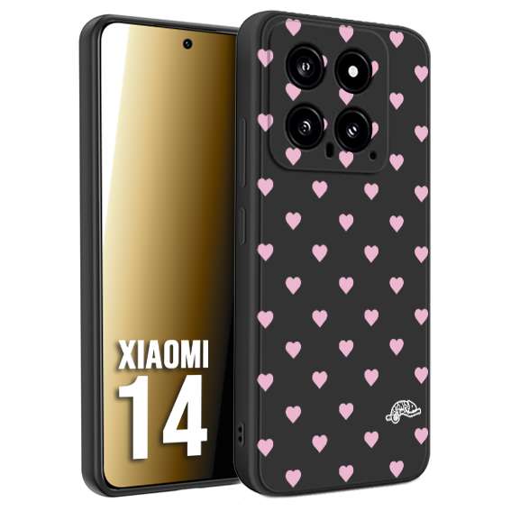 CUSTOMIZZA - Custodia cover nera morbida in tpu compatibile per Xiaomi 14 cuori pois rosa su nero donna pin up vintage