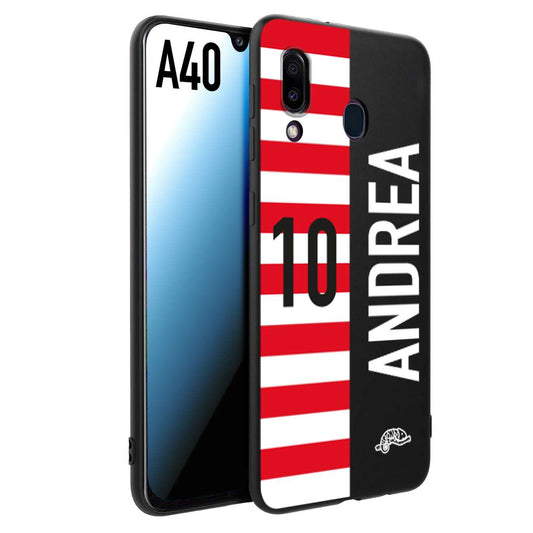 CUSTOMIZZA - Custodia cover nera morbida in tpu compatibile per Samsung A40 personalizzata calcio football nome e numero calciatori bianco rossa