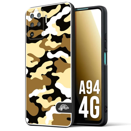 CUSTOMIZZA - Custodia cover nera morbida in tpu compatibile per Oppo A94 4G camouflage mimetico militare giallo desert brown