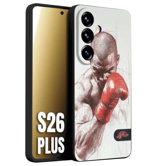 CUSTOMIZZA - Custodia cover nera morbida in tpu compatibile per Samsung S26 PLUS pugilato pugili disegno tattoo guantoni box sport primo piano