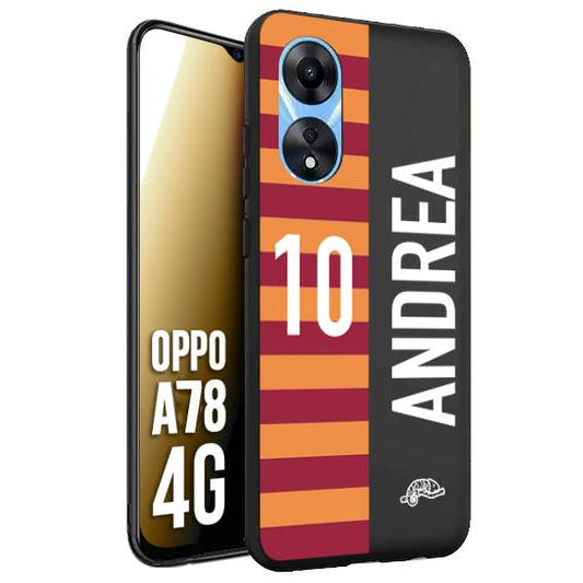 CUSTOMIZZA - Custodia cover nera morbida in tpu compatibile per Oppo A78 4G personalizzata calcio football nome e numero calciatori giallo rossi