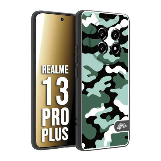 CUSTOMIZZA - Custodia cover nera morbida in tpu compatibile per Realme 13 PRO PLUS camouflage mimetico militare verde green