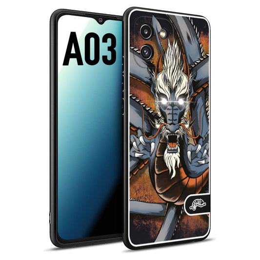 CUSTOMIZZA - Custodia cover nera morbida in tpu compatibile per Samsung A03 drago giapponese tattoo japan dragon