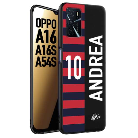 CUSTOMIZZA - Custodia cover nera morbida in tpu compatibile per Oppo A16 - A16S - A54S personalizzata calcio football nome e numero calciatori rossoblu