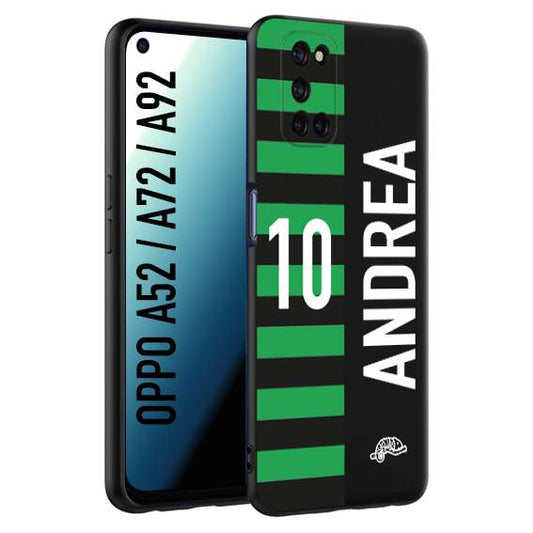 CUSTOMIZZA - Custodia cover nera morbida in tpu compatibile per Oppo A52 - A72 - A92 personalizzata calcio football nome e numero calciatori neroverde