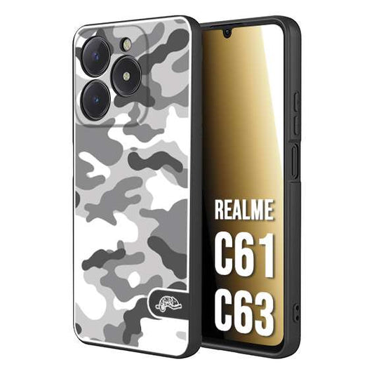 CUSTOMIZZA - Custodia cover nera morbida in tpu compatibile per Oppo C61 - C63 camouflage mimetico militare bianco white