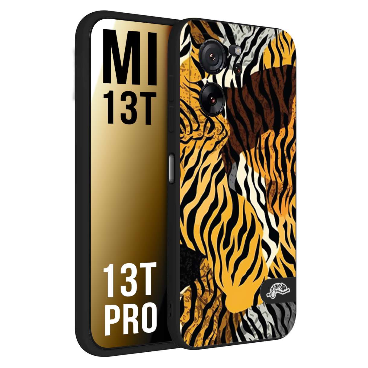 CUSTOMIZZA - Custodia cover nera morbida in tpu compatibile per Xiaomi 13T - 13T PRO leopardato tigrato tiger colorata donna fashion estate