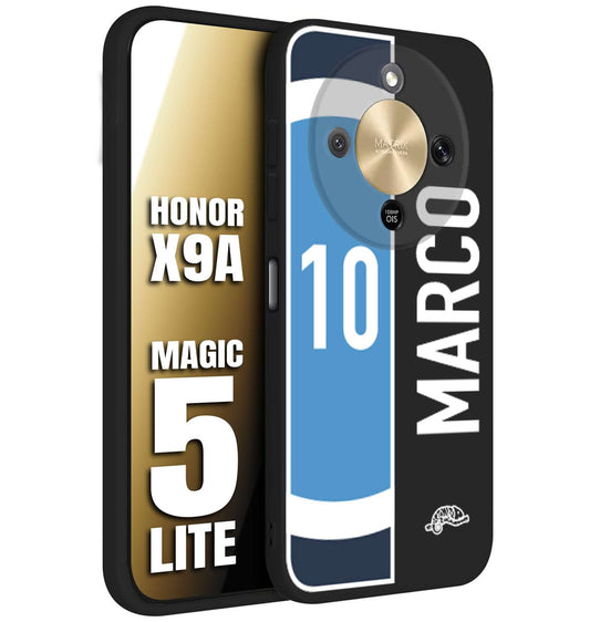 CUSTOMIZZA - Custodia cover nera morbida in tpu compatibile per Honor X9A - Honor Magic 5 Lite personalizzata calcio football nome e numero calciatori biancoazzurri bianco celesti