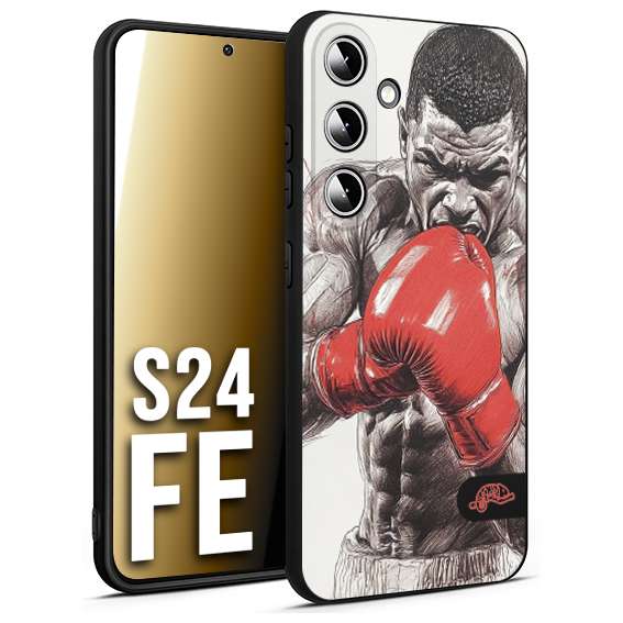 CUSTOMIZZA - Custodia cover nera morbida in tpu compatibile per Samsung S24 FE pugilato pugili disegno tattoo guantoni box pesi massimi gancio
