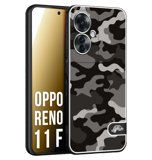 CUSTOMIZZA - Custodia cover nera morbida in tpu compatibile per Oppo Reno 11 F 5G camouflage mimetico militare nero black grigio