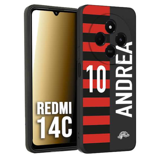 CUSTOMIZZA - Custodia cover nera morbida in tpu compatibile per Xiaomi Redmi 14C personalizzata calcio football nome e numero calciatori rossonera