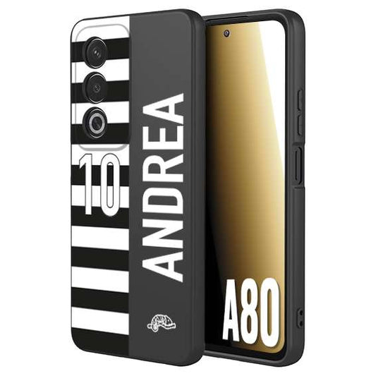 CUSTOMIZZA - Custodia cover nera morbida in tpu compatibile per Oppo A80 personalizzata calcio football nome e numero calciatori bianconera