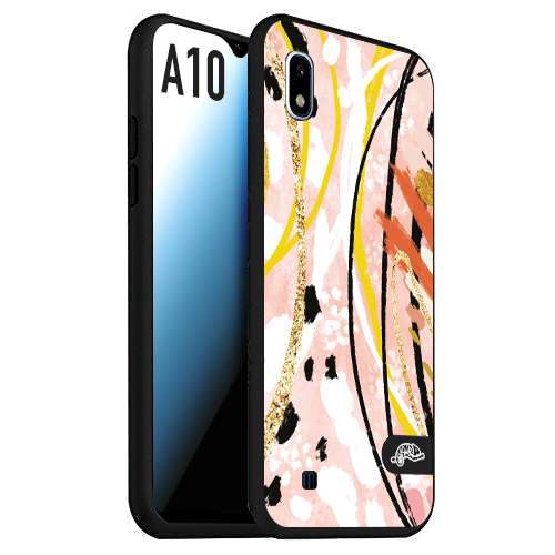 CUSTOMIZZA - Custodia cover nera morbida in tpu compatibile per Samsung A10 fiori astratti donna zebrato leopardato fantasia dorata gialla rosa colorata