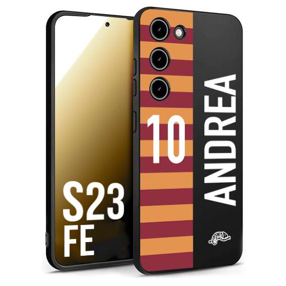 CUSTOMIZZA - Custodia cover nera morbida in tpu compatibile per Samsung S23 FE personalizzata calcio football nome e numero calciatori giallo rossi