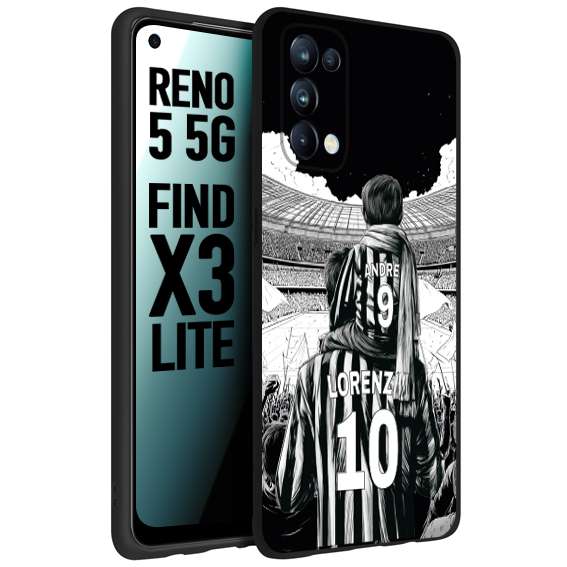 CUSTOMIZZA - Custodia cover nera morbida in tpu compatibile per Oppo Reno 5 5G personalizzata calcio football nome e numero calciatori bianconeri bianca e nera