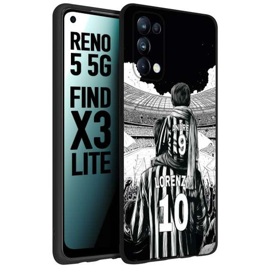 CUSTOMIZZA - Custodia cover nera morbida in tpu compatibile per Oppo Reno 5 5G personalizzata calcio football nome e numero calciatori bianconeri bianca e nera
