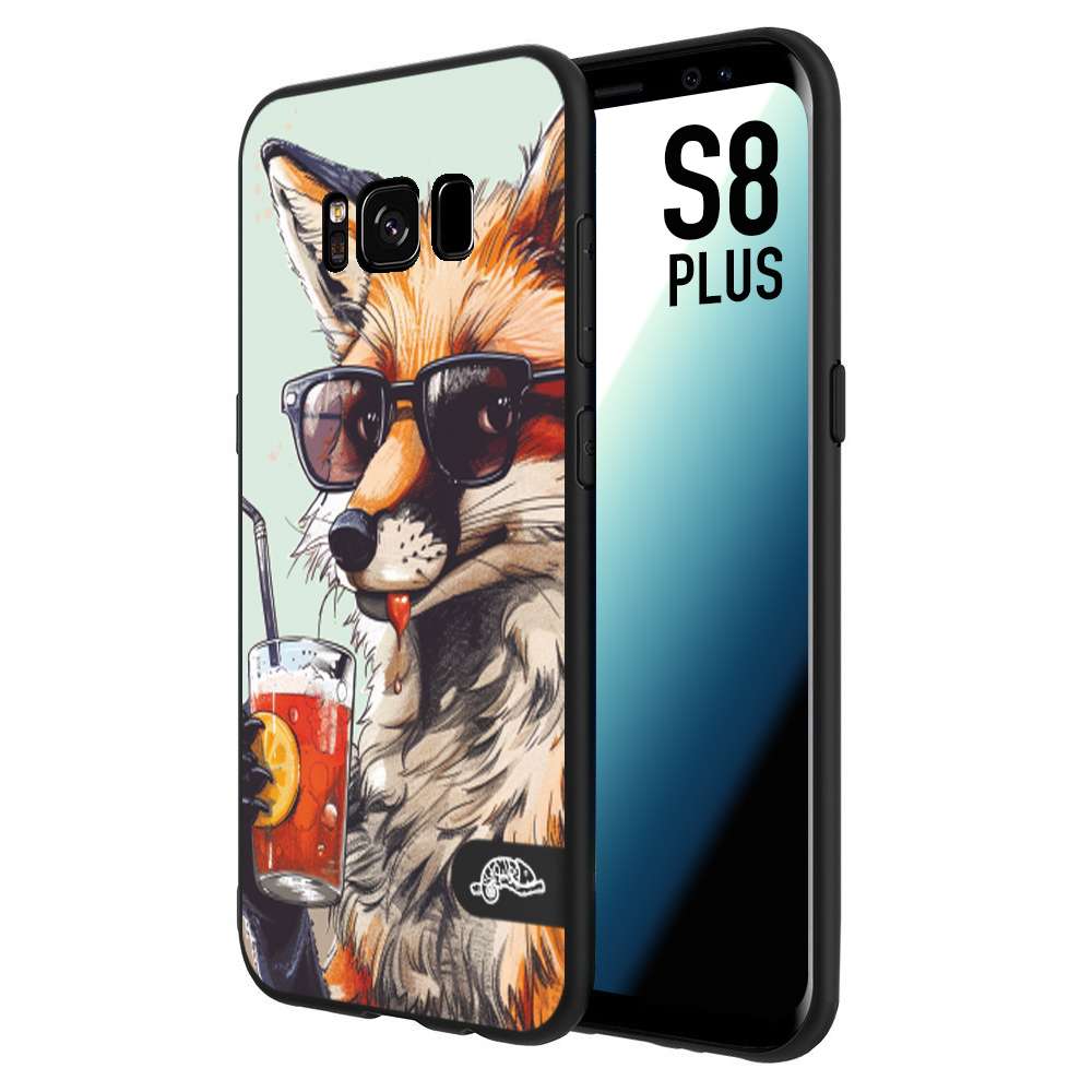 CUSTOMIZZA - Custodia cover nera morbida in tpu compatibile per Samsung S8 PLUS estate disegnata cocktails animali simpatici fox volpe negroni