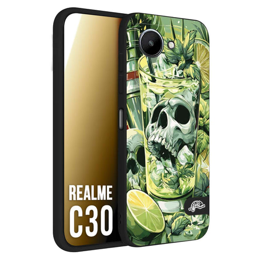 CUSTOMIZZA - Custodia cover nera morbida in tpu compatibile per Realme C30 Mojito cocktail teschio illustrazione drink lime menta ghiacci tropicale street art