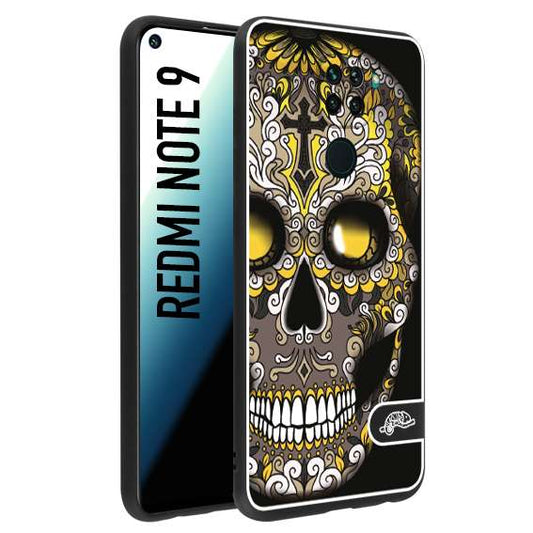 CUSTOMIZZA - Custodia cover nera morbida in tpu compatibile per Xiaomi Redmi Note 9 effetto marmo marble verde green venature dorato pietra