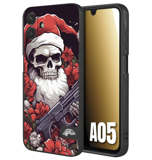 CUSTOMIZZA - Custodia cover nera morbida in tpu compatibile per Samsung A05 teschio natale santa claus fiori tattoo disegnato