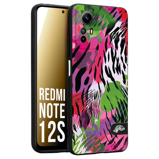 CUSTOMIZZA - Custodia cover nera morbida in tpu compatibile per Xiaomi Redmi Note 12S leopardato tigrato tiger colorata summer color verde fucsia