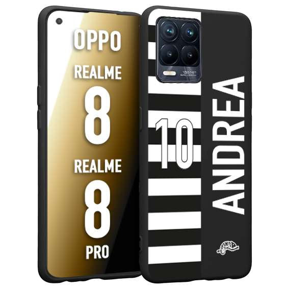 CUSTOMIZZA - Custodia cover nera morbida in tpu compatibile per Realme 8 - 8 PRO personalizzata calcio football nome e numero calciatori bianconera