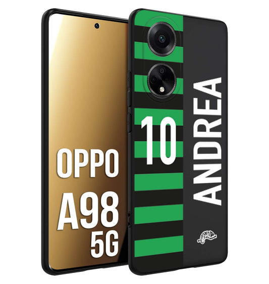 CUSTOMIZZA - Custodia cover nera morbida in tpu compatibile per Oppo A98 5G personalizzata calcio football nome e numero calciatori neroverde