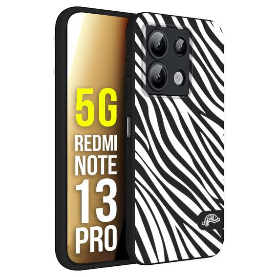 CUSTOMIZZA - Custodia cover nera morbida in tpu compatibile per Xiaomi Redmi Note 13 PRO 5G zebrata maculata a rilievo soft touch donna bianca