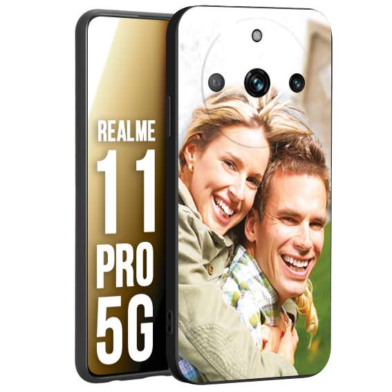 CUSTOMIZZA - Custodia cover nera morbida in tpu compatibile per Oppo Realme 11 PRO 5G personalizzata con foto immagine scritta a piacere