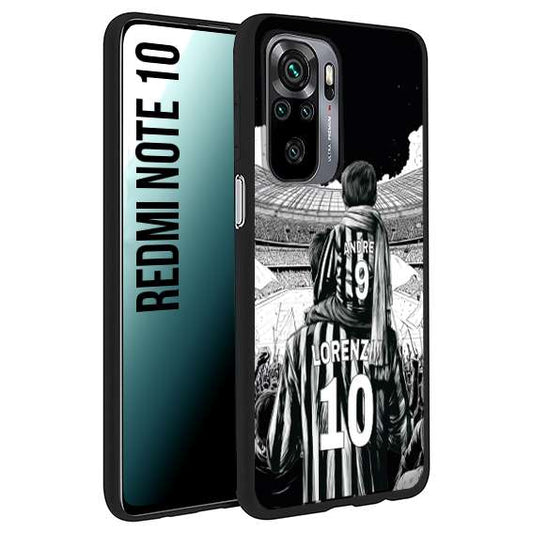 CUSTOMIZZA - Custodia cover nera morbida in tpu compatibile per Xiaomi Redmi Note 10 personalizzata calcio football nome e numero calciatori bianconeri bianca e nera