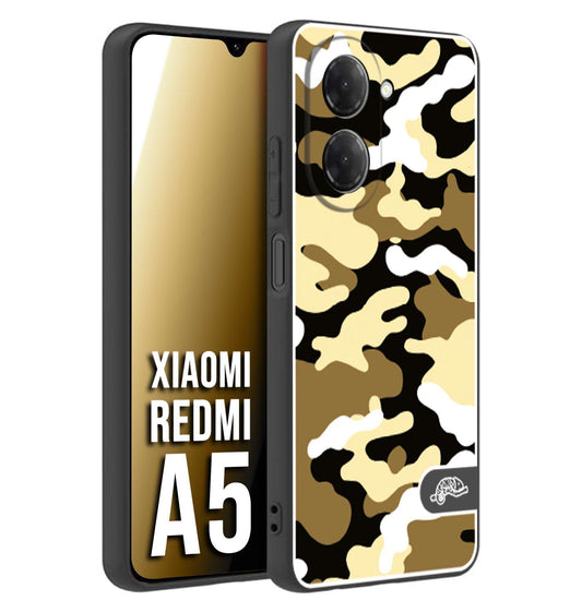CUSTOMIZZA - Custodia cover nera morbida in tpu compatibile per Xiaomi Redmi A5 camouflage mimetico militare giallo desert brown
