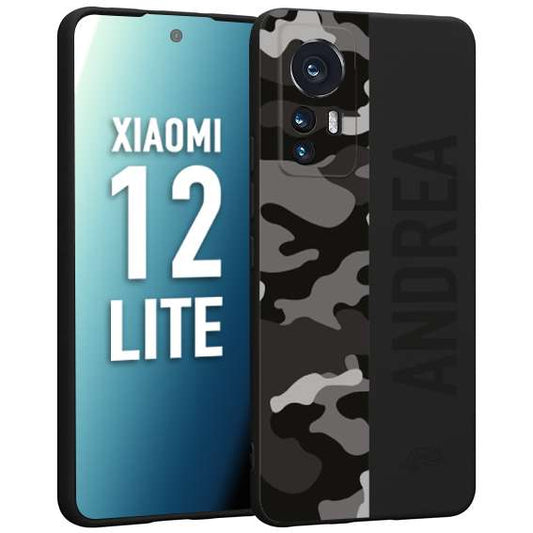 CUSTOMIZZA - Custodia cover nera morbida in tpu compatibile per Xiaomi 12 LITE camouflage mimetico militare personalizzata nome