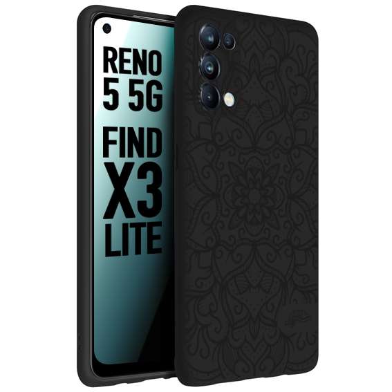 CUSTOMIZZA - Custodia cover nera morbida in tpu compatibile per Oppo Reno 5 5G mandala nero fiore vedo non vedo donna