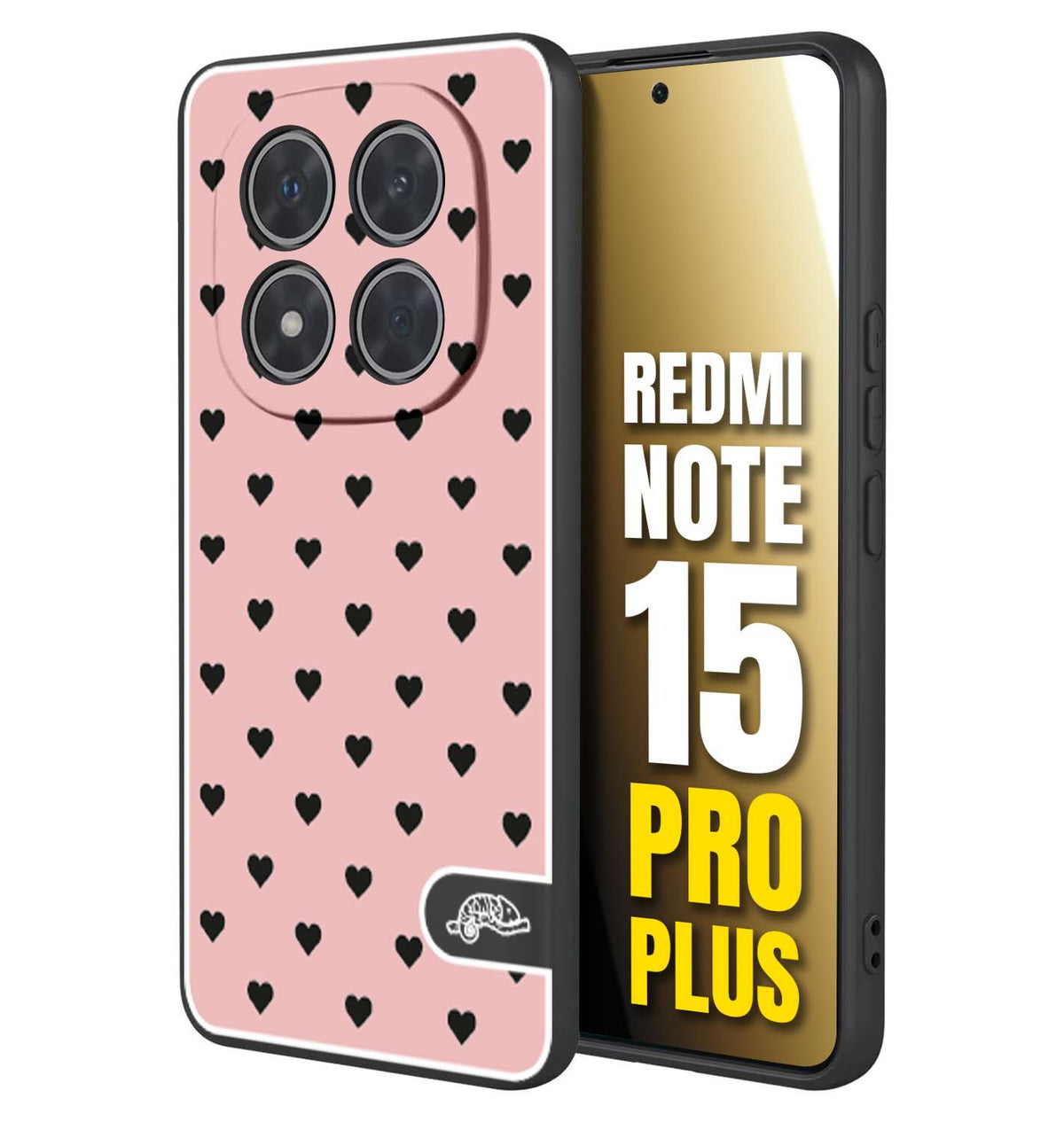 CUSTOMIZZA - Custodia cover nera morbida in tpu compatibile per Xiaomi Redmi Note 15 PRO PLUS cuori pois rosa donna pin up vintage