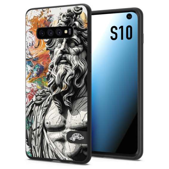 CUSTOMIZZA - Custodia cover nera morbida in tpu compatibile per Samsung S10 statua colorata moderna antico tattoo splash color