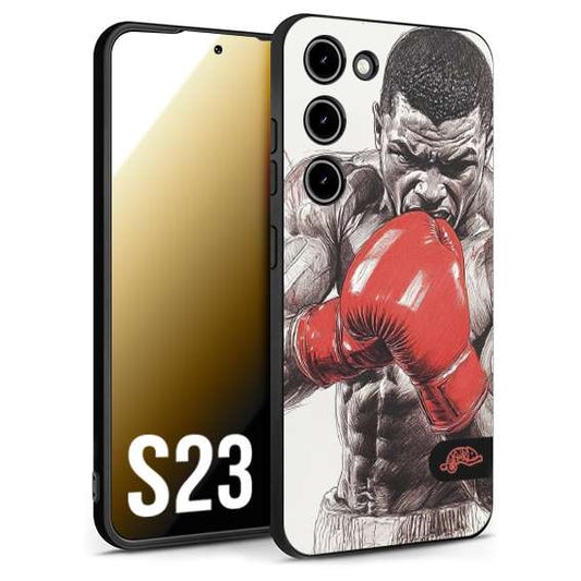 CUSTOMIZZA - Custodia cover nera morbida in tpu compatibile per Samsung S23 pugilato pugili disegno tattoo guantoni box pesi massimi gancio